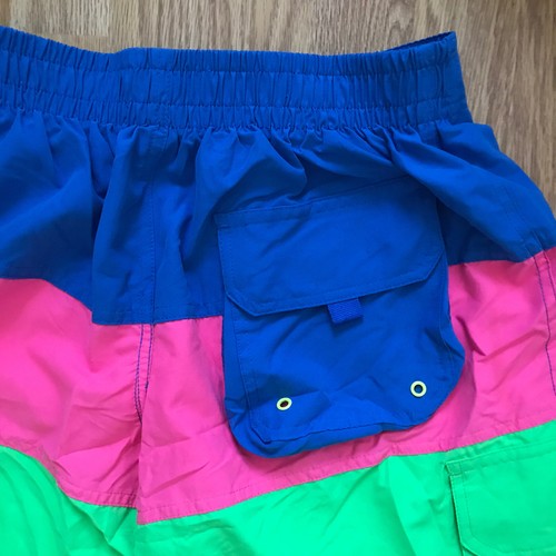 NEW LOOK NEON MULTI STRIPED FUNKY SWIM BOARD SHORTS TRUNKS LARGE 36-38 BNWT - Picture 8 of 9