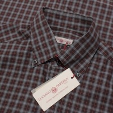 Luciano Barbera NWT Casual Button Down Shirt Size M in Brown/Gray/Multi Check