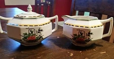 WOOD AND SONS LTD. Sugar bowl and creamer CA. 1910'S with flower buckets