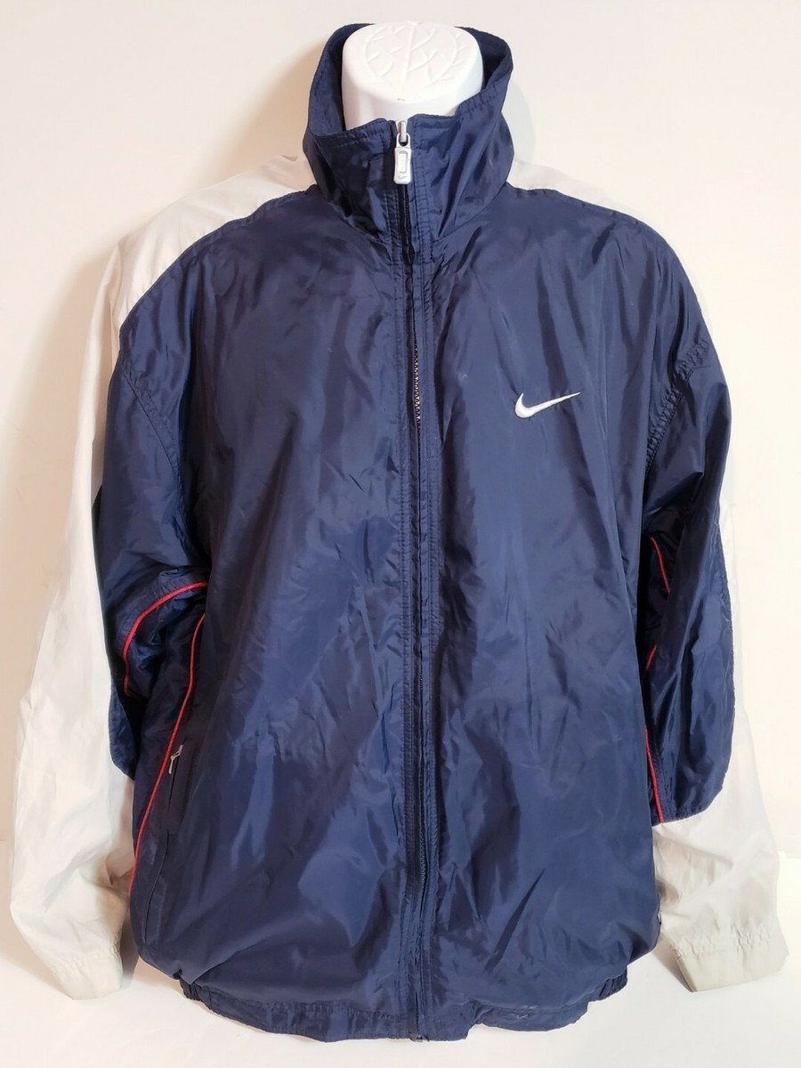 Vtg 90's NIKE Men's Navy Nylon Embroidered Logo Windbreaker Vtg 90's NIKE Men's Navy Nylon Embroidered Logo Windbreaker