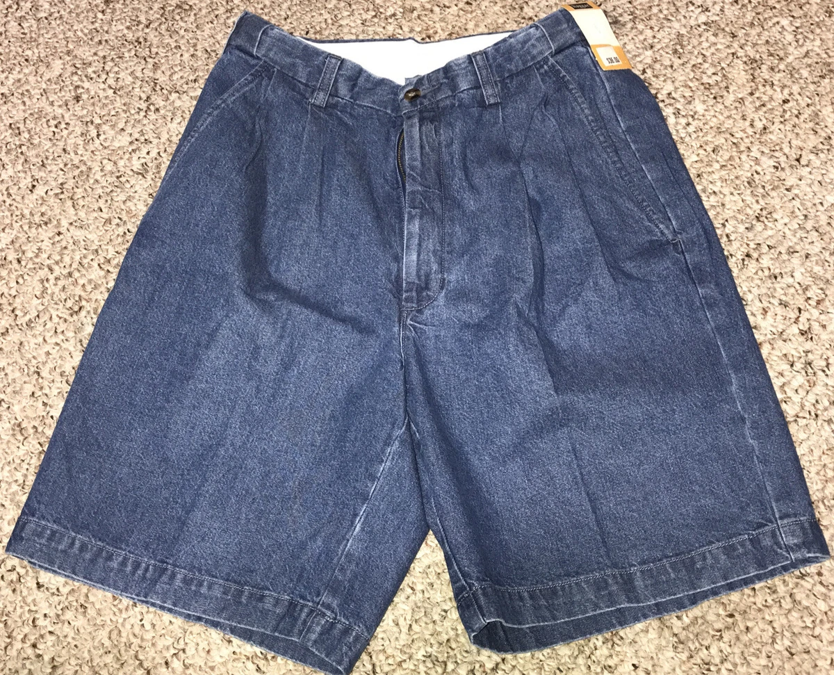 NWT Haggar Men s Denim Adj. Waist Pleated Front Shorts 8 Inseam