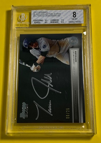2012 Bowman Bowman Black Collection Auto /25 Travis Jankowski Auto - BGS 8 NM-MT - Picture 1 of 6