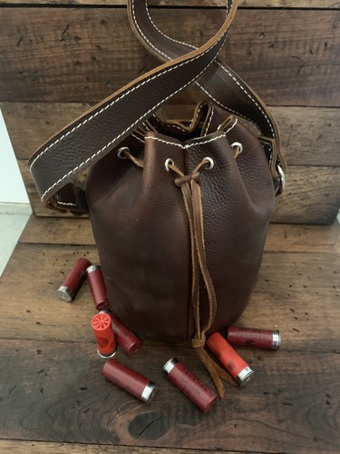 Leather Shotgun Shell Ammo Pouch/Shell Holder Bag Bucket Custom Made - Picture 3 of 7
