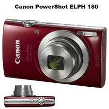 Canon PowerShot ELPH 180 20MP Digital Camera- RED 85 New W/ Sd Card