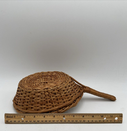 Vintage Church Offertory 13" Antique Handmade Collection Basket with Handle VGC - 第 21/24 張圖片