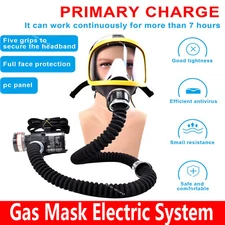 Electric Supplied Air Fed Flow System Device Full Face Gas Mask Flow Respirator