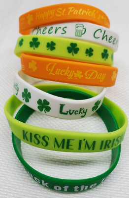 7 pcs St. Patrick's Day Bracelets Silicone Wristband Irish Multicolor Lucky NEW