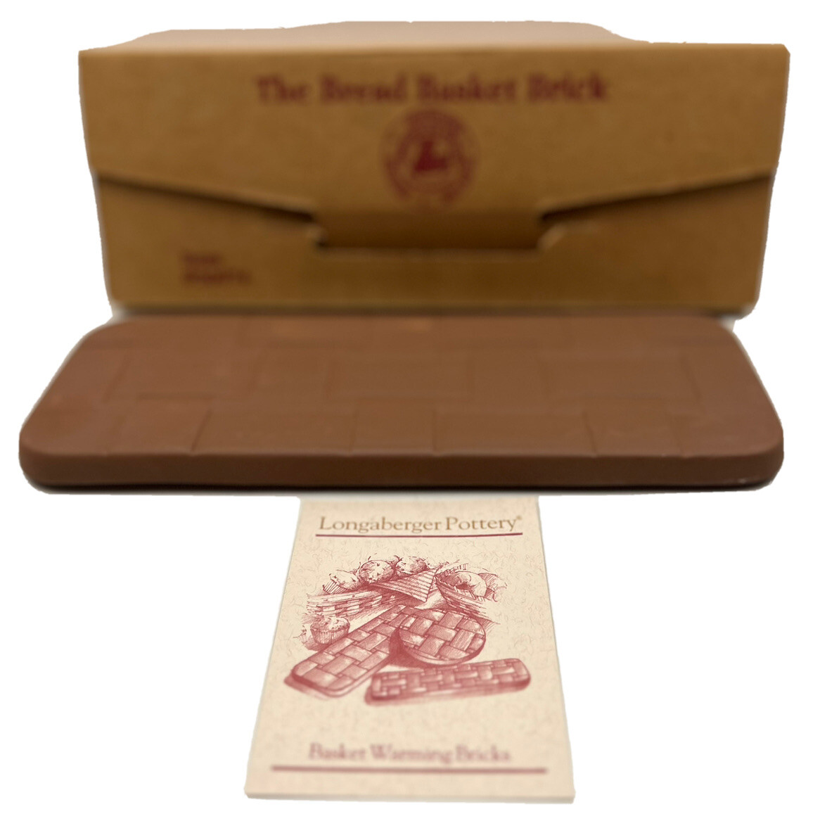 Longaberger Pottery Bread Basket Brick Warming Stone 30074 4 1/4” X 11