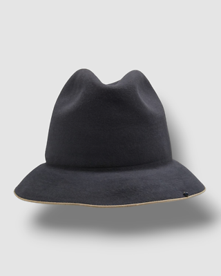 $350 SUPERDUPER Womens Gray Hobo Rabbit Fur Italy Fedora Hat  display picture 2