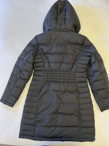 Womens Michael Kors black puffer jacket coat detachable hood, down feather, Sz M - Picture 2 of 13
