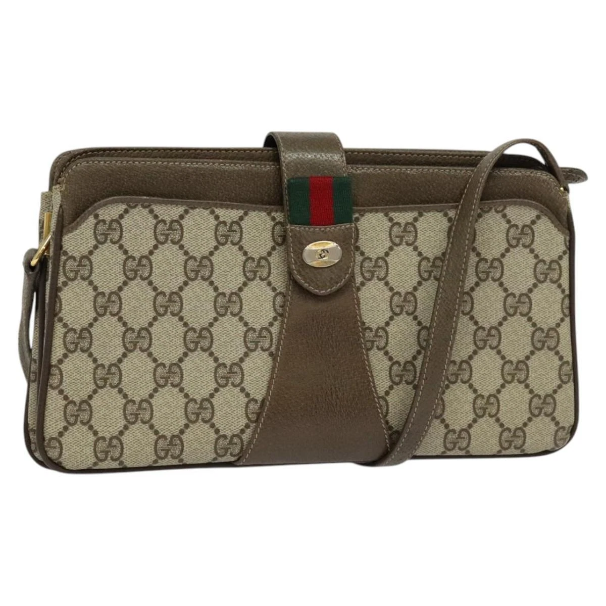 Sac à bandoulière GUCCI GG Supreme Web Sherry Line PVC beige 904 02 029 authentique EC437