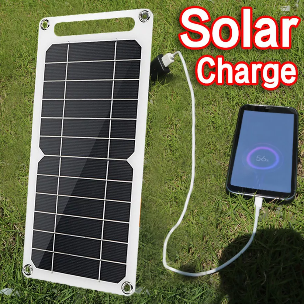 Portable Solar Panel Kit 10W 5V Camping Power Battery Charger USB