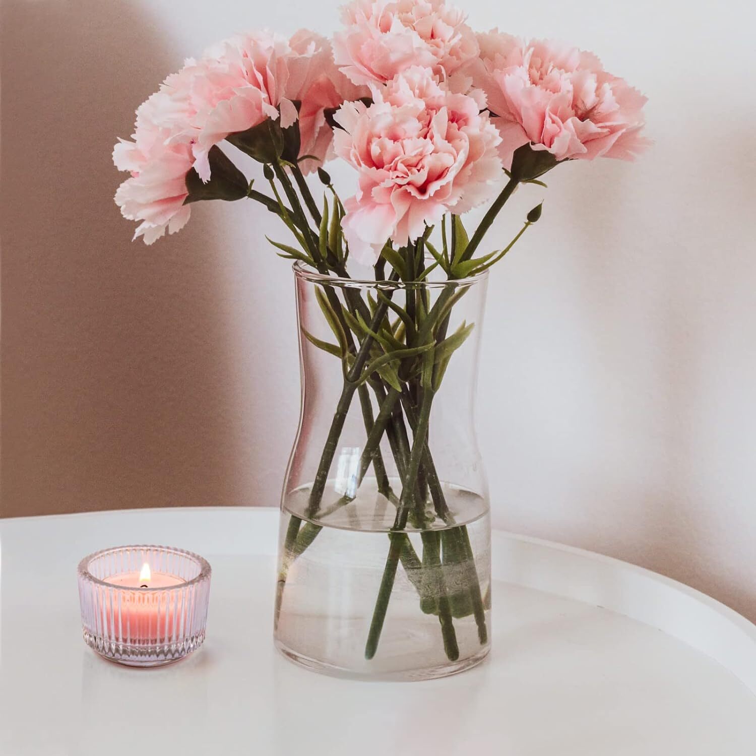 Carnation Scented Tea Lights Candles Transparent Clear Cup Scented Tea