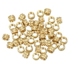 50 Pcs M6x5x8mm Threaded Inserts Metric Brass Knurled Nuts Gold