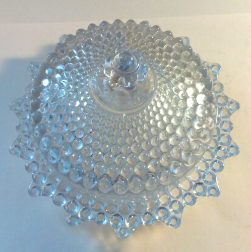 Antique EAPG Clear Covered Glass Hobnail Round Butter Dish - Picture 2 of 8