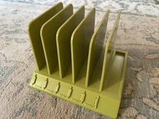 Vtg Collins Tidi Desk File Letter Mail Holder Plastic GREEN Avocado