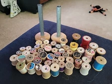 Big Lot all kinds of Vintage Thread wood spools 