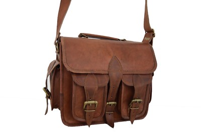 Camera Messenger Bag DSLR SLR Padded Case Handbags Leather Satchel Briefcase 11''