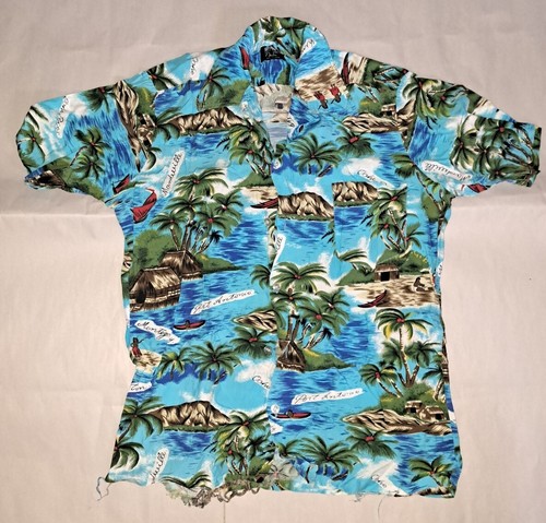 Vintage National Sport Shirts by Manhattan Hawaiian Shirt Uomo Medium Giamaica