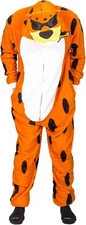 Unisex Cheetah Fleece Union Suit Pajamas Cozy Animal Halloween Cosplay Costume