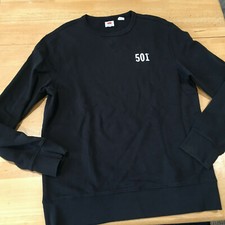 LEVIS MENS 501 LOGO GRAPHIC BLACK CREW SWEATSHIRT   Size L