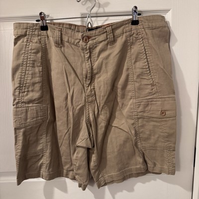 Nat Nast Performance Golf Cargo Shorts Mens 42 Tan Stretch Zip Pockets Textured