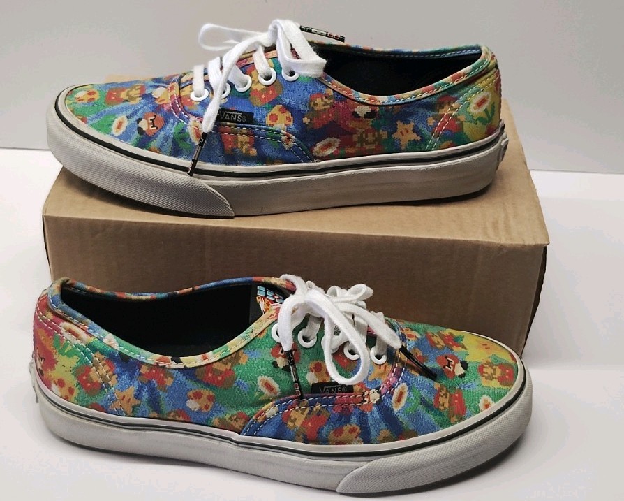 Vans Zapato de Monopatín Nintendo Super Mario Bro Juego Sobre Entrenadores Reino Unido 5.5 UE 38.5