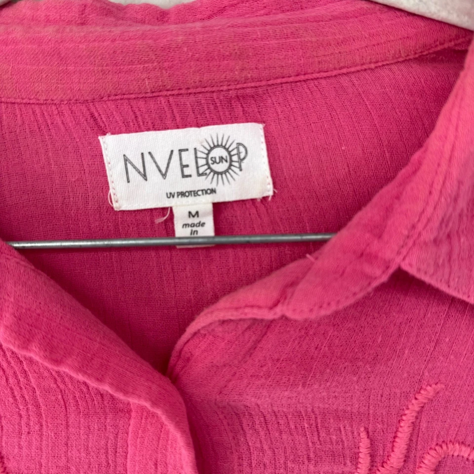 SOBRE Túnica de Encubrimiento Bordada Coral Bordado Pom Ribete Rosa Playa Top M Foto 2 de 4