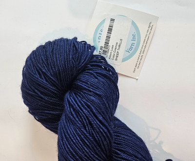 Three Irish Girls Yarn Adorn Luxe Fingering Weight Plied Navy Blue Skein Merino