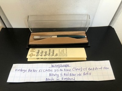 Vintage Parker 61 Classic Teal CT Kugelschreiber mit Box & neu montierter Mine