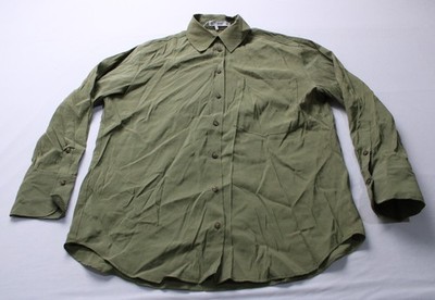 MANGO Women's L/S Pocket Modal Collared Shirt CN6 Khaki Small (US: 4) NWT