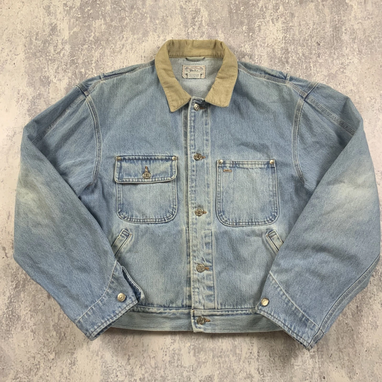 Vintage Polo Ralph Lauren Jacket Mens Large Blue Indian Head USA Made Denim - product detail image 2