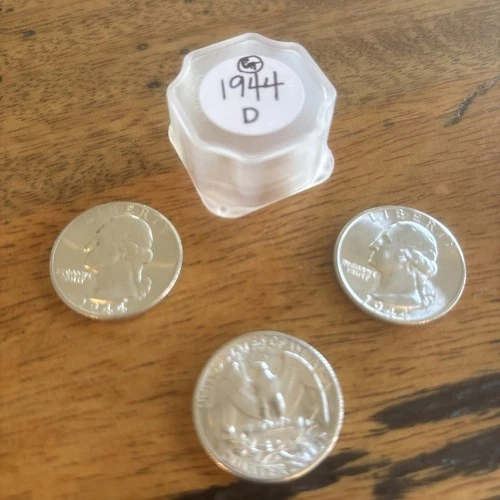 1944 D WASHINGTON QUARTER SILVER ROLL BU EXTREMELY NICE