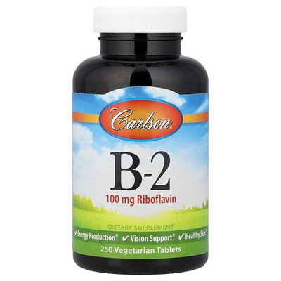 Carlson Labs B-2 100 mg 250 Tablets Gluten-Free, Milk-Free, Preservative-Free,