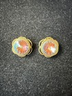 Vintage Whiting & Davis Goldtone Rainbow Rivoli Crystal Clip Earrings — photo 1