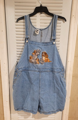 90s Vintage Disney Catalog Lady & the Tramp Scamp Puppy Denim Overalls Adult XL