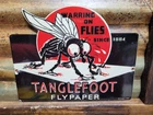 VINTAGE TANGLEFOOT PORCELAIN SIGN OLD 1947 MICHIGAN FLYPAPER HARDWARE BUG TOOL