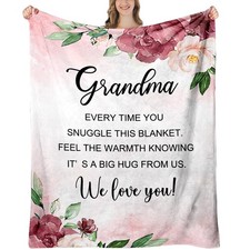 Grandma Blanket from Grandkids 60x50 Inch Birthday Gift Warm Throw Bed Couch