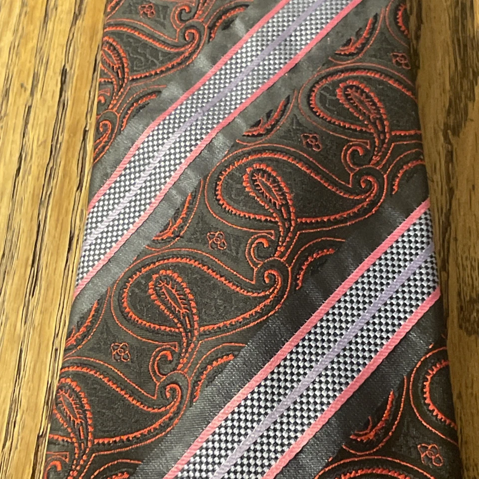 Corbata gruesa de seda de cachemira a rayas versículo 9 usada en excelente estado para hombre Foto 4 de 4