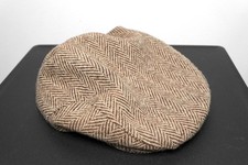 Vintage HARRIS TWEED Brown 100 Scottish Wool Stetson Flat Cap Size L USA