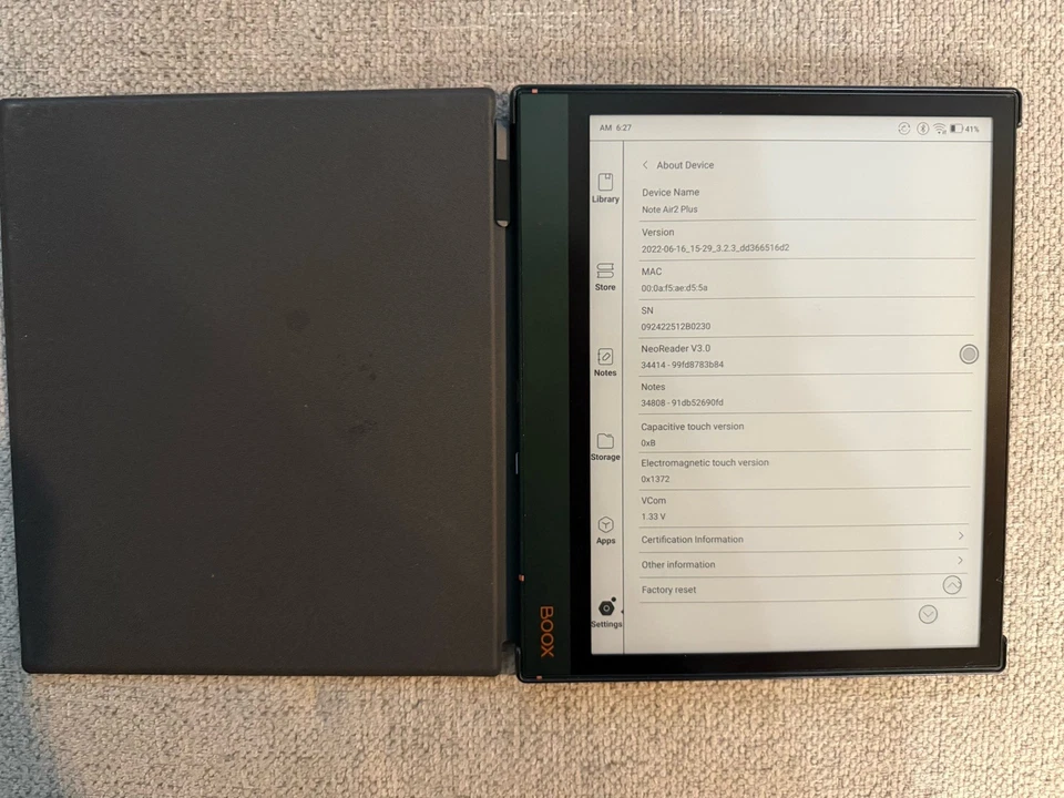 Tablet Onyx BOOX Note Air 2 64 GB Wi-Fi 10,3" azul marino con paquete de bolígrafo/estuche Foto 2 de 4