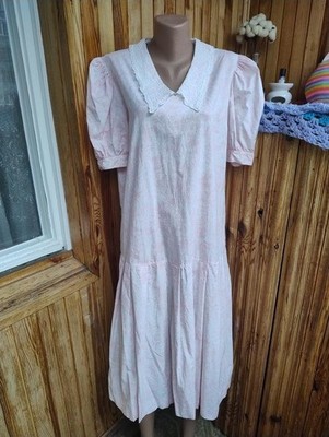 Women Laura Ashley Dress Pink Cotton 40 / L / 48 #A3SA