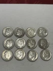 Lot Of 12 Roosevelt Dimes - Various Dates & Mints - 90% Silver