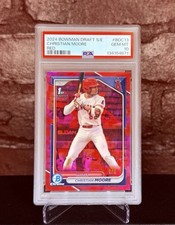 2024 Bowman Draft Christian Moore Red /5 1st Bowman PSA 10 Angels SSP