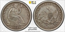 1844-O Seated Liberty Half Dollar RPD, Large O, WB-104, Die Pair 16, R3 PCGS VF