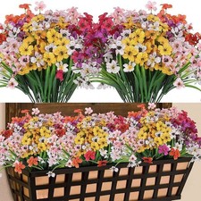 2-10 Bundles Artificial Flowers Outdoor UV Resistant Plastic Plant Silk Flower