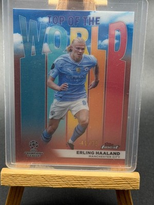 2023-24 TOPPS FINEST ERLING HAALAND EPL # TW-3 TOP OF THE WORLD ROSE GOLD /75