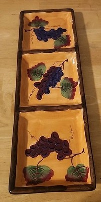 Saparna Three Section Vineyard Grapes Serving Tray 19'' x 6'' x 1''