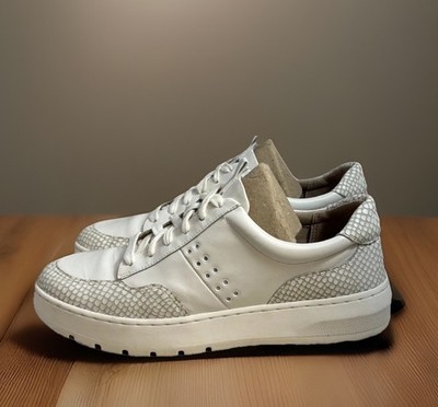 Vionic Abyss White Lizard Leather Platform Lace Up Orthotic Sneakers Women's 8.5