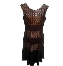 Maggy London Dress 10 Black Lace Fit Flare Dark Academic Whimsigoth Romantic